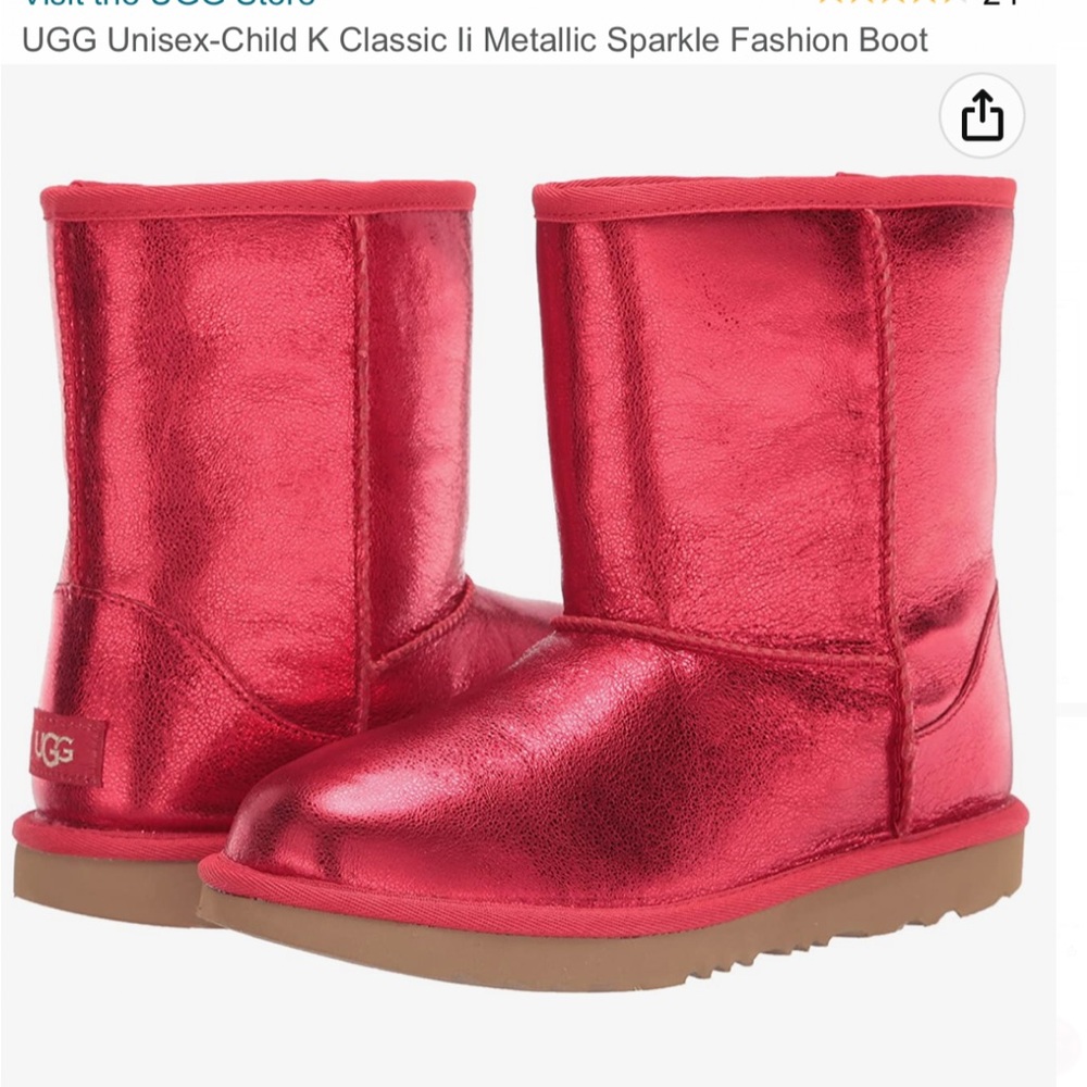 UGG Unisex-Child K Classic li Metallic Sparkle Fashion Boot
